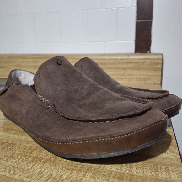 Olukai Moloa Brown Leather Slipper Size 11 - Picture 3 of 9